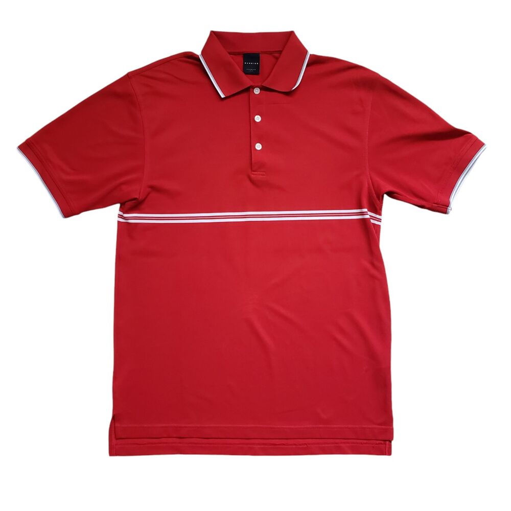 Dunning Golf Polo Shirt Mens Medium Red Striped Stretch Performance PGA National